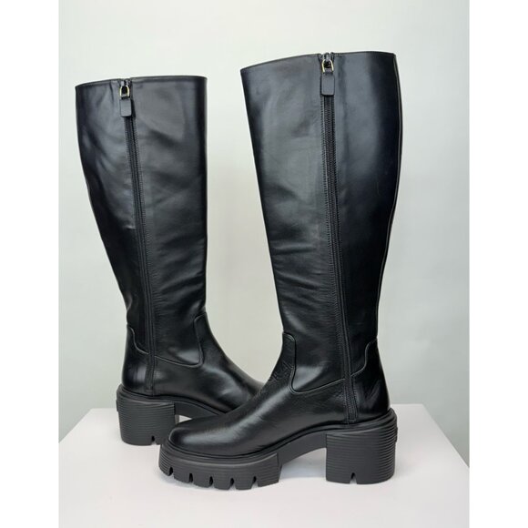 New Stuart Weitzman Soho Knee High Boot Black Leather Sz 7 - Picture 12 of 16